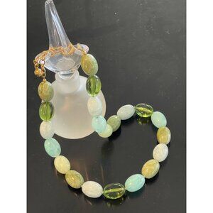 Joan Rivers Necklace Varied Green Light and Dark Oval Beaded Necklace 24 inch